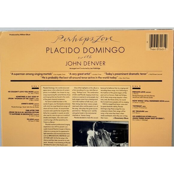 Placido Domingo with John Denver Perhaps Love Pop Vinyl LP in Shrink 1980s CBS - Picture 5 of 6